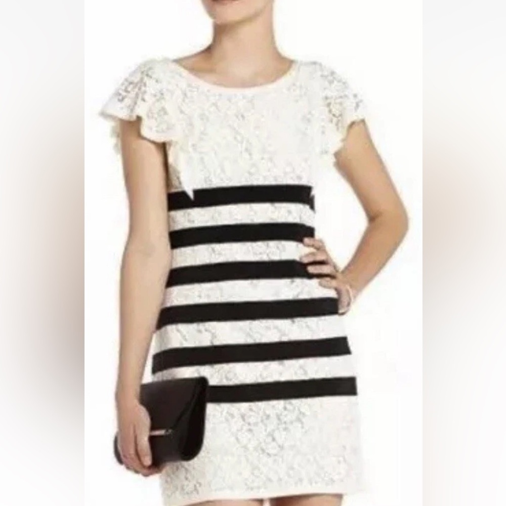 BCBG Black and White Lace Mini Dress
